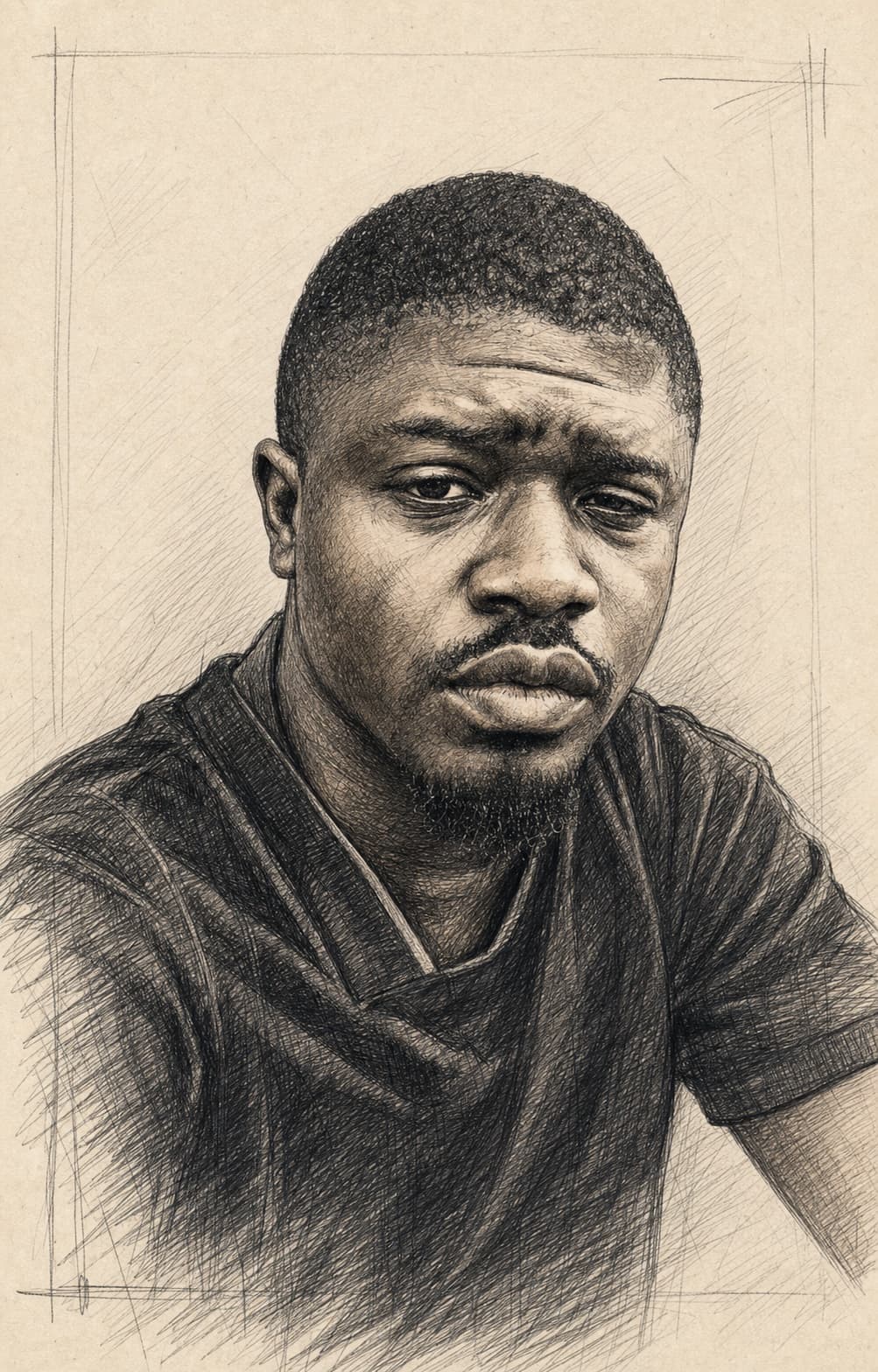 Hand-drawn portrait of David Micheal Temitope